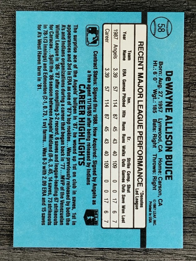 1988 Donruss #58 DeWayne Buice