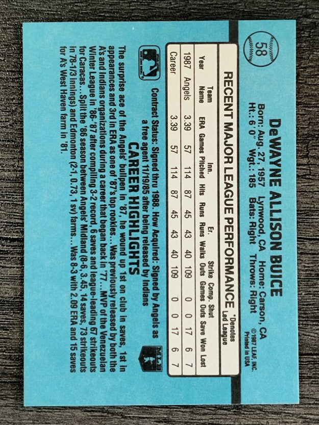 1988 Donruss #58 DeWayne Buice