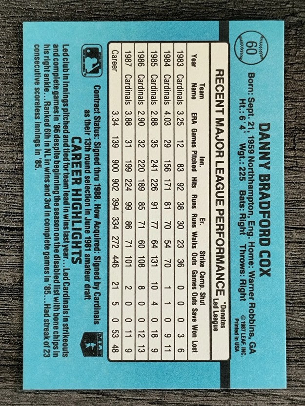 1988 Donruss #60 Danny Cox