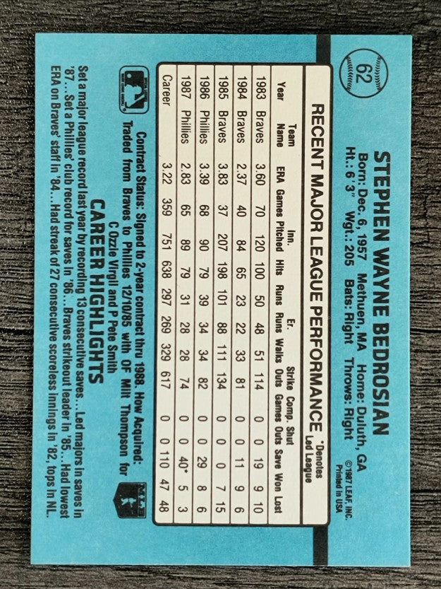 1988 Donruss #62 Steve Bedrosian