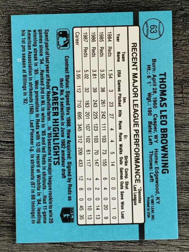 1988 Donruss #63 Tom Browning