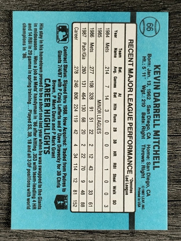 1988 Donruss #66 Kevin Mitchell