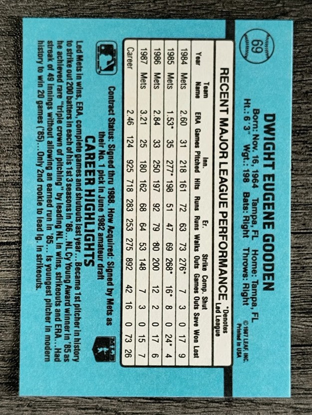 1988 Donruss #69 Dwight Gooden