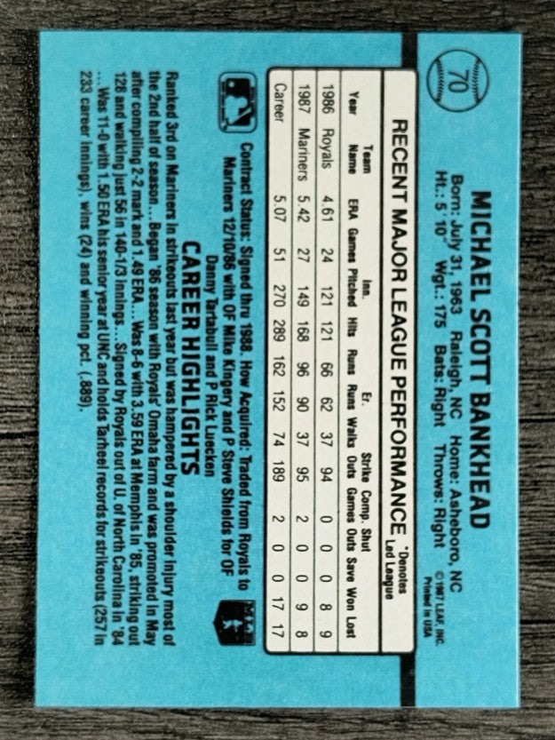 1988 Donruss #70 Scott Bankhead
