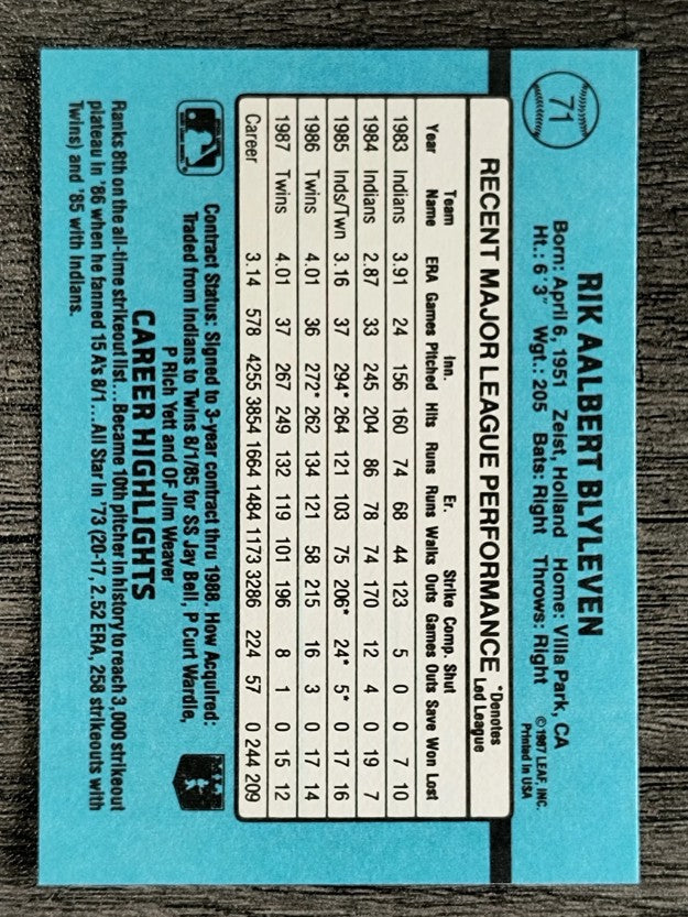 1988 Donruss #71 Bert Blyleven
