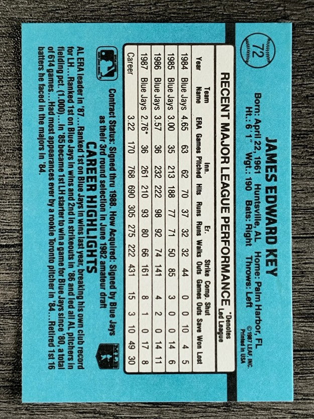 1988 Donruss #72 Jimmy Key