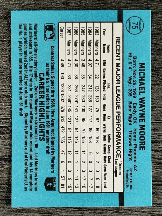 1988 Donruss #75 Mike Moore