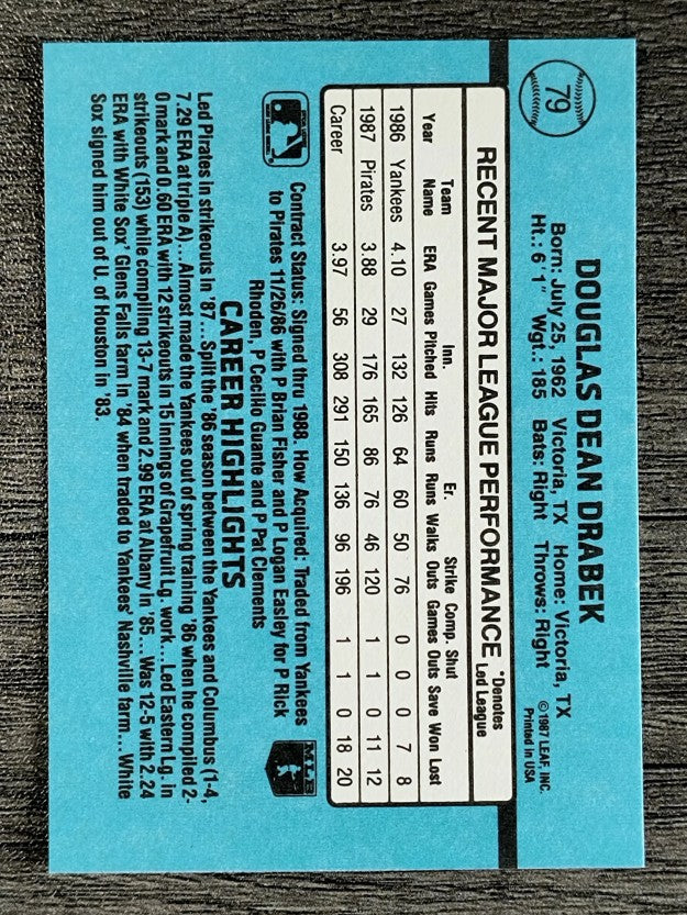 1988 Donruss #79 Doug Drabek