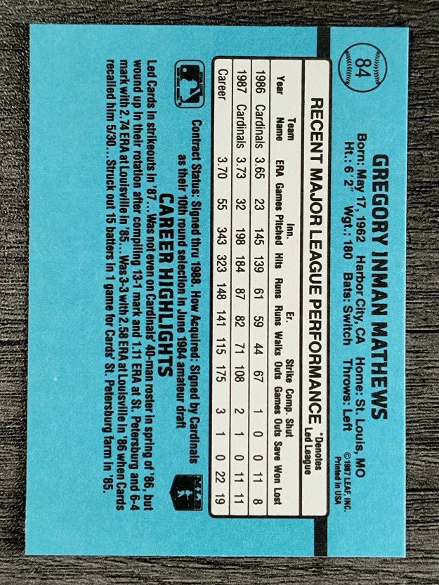 1988 Donruss #84 Greg Mathews
