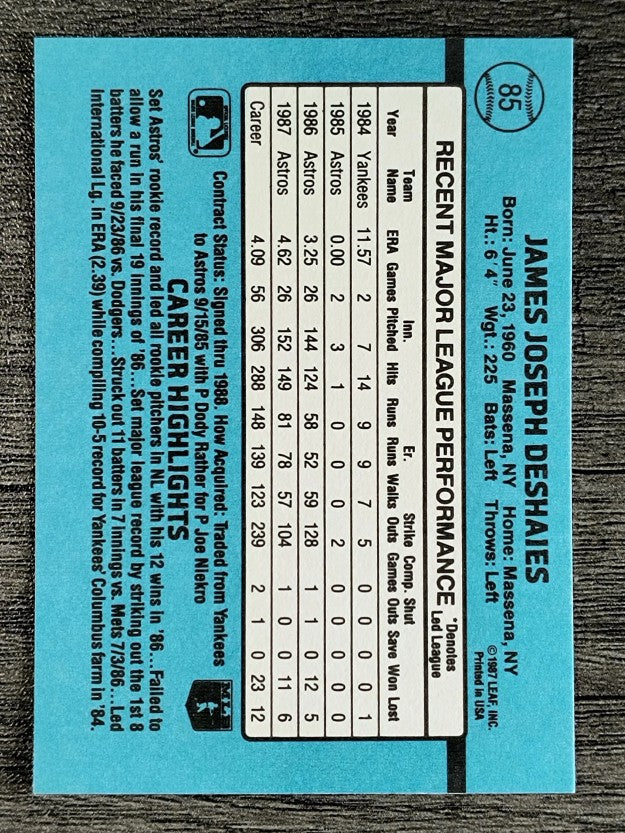 1988 Donruss #85 Jim Deshaies