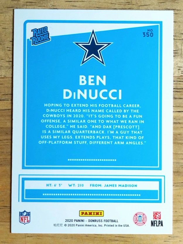 2020 Donruss #350 Ben DiNucci RR RC