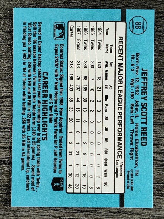 1988 Donruss #88 Jeff Reed