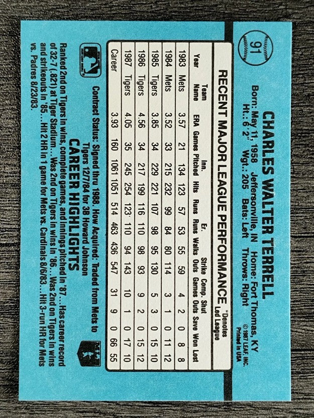 1988 Donruss #91 Walt Terrell