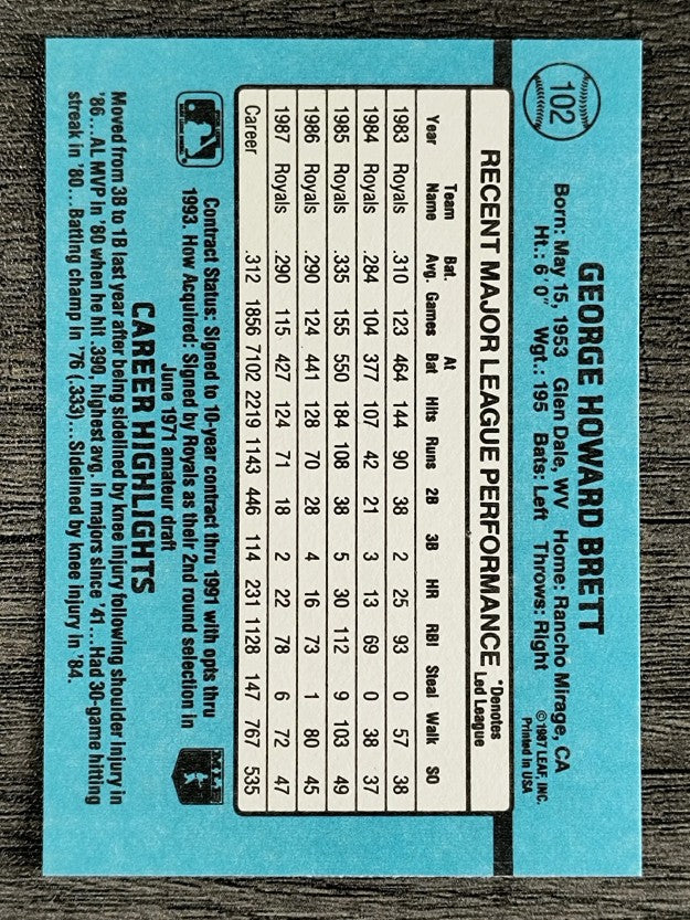 1988 Donruss #102 George Brett