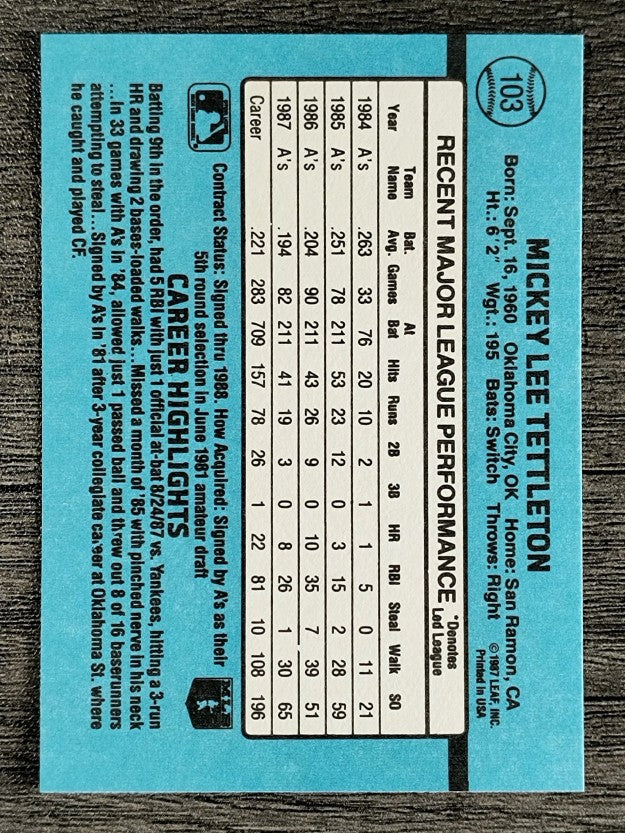 1988 Donruss #103 Mickey Tettleton