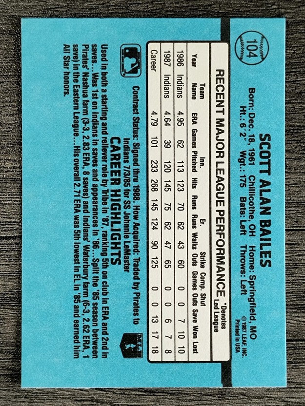 1988 Donruss #104 Scott Bailes