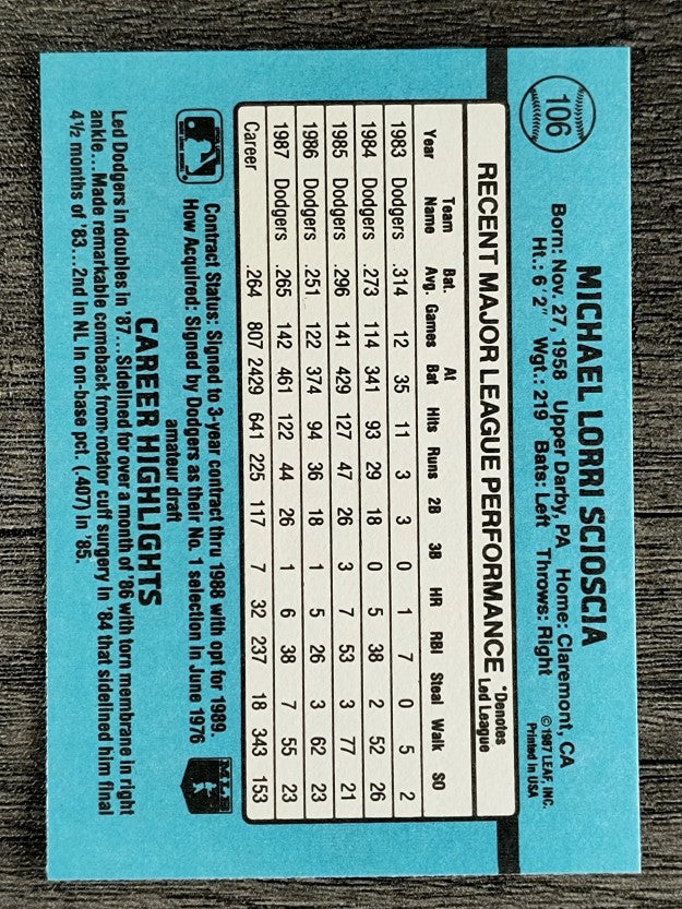 1988 Donruss #106 Mike Scioscia