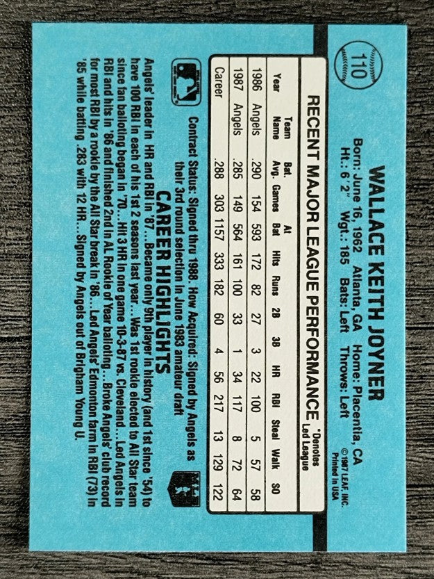 1988 Donruss #110 Wally Joyner