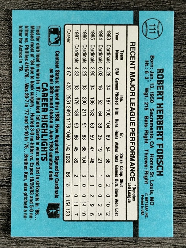 1988 Donruss #111 Bob Forsch