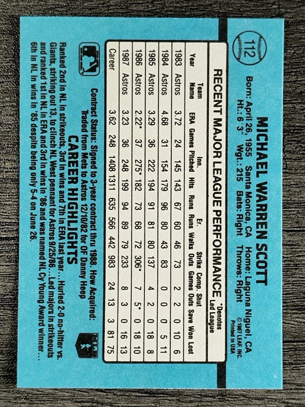 1988 Donruss #112 Mike Scott
