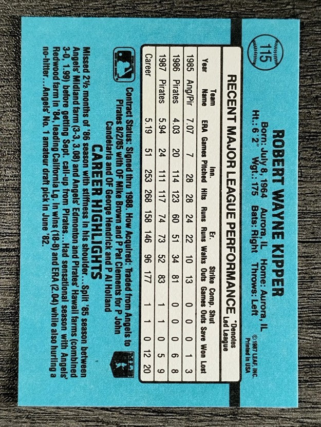 1988 Donruss #115 Bob Kipper