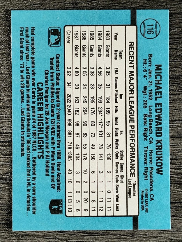 1988 Donruss #116 Mike Krukow