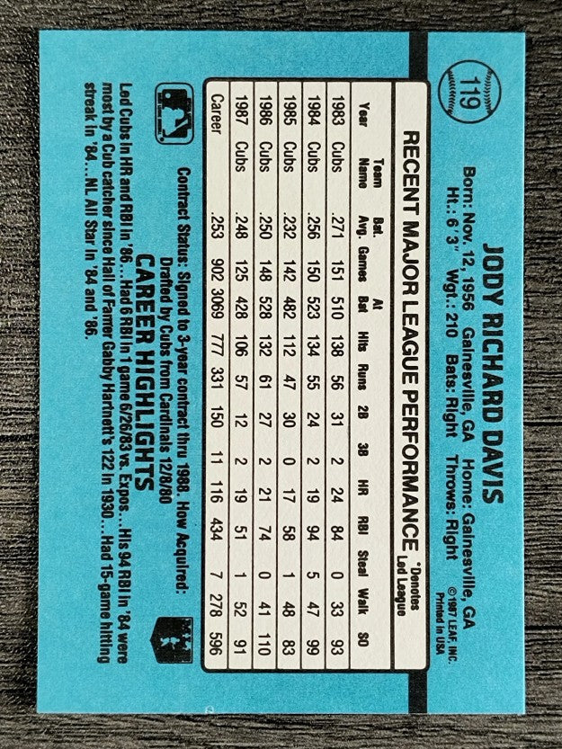 1988 Donruss #119 Jody Davis