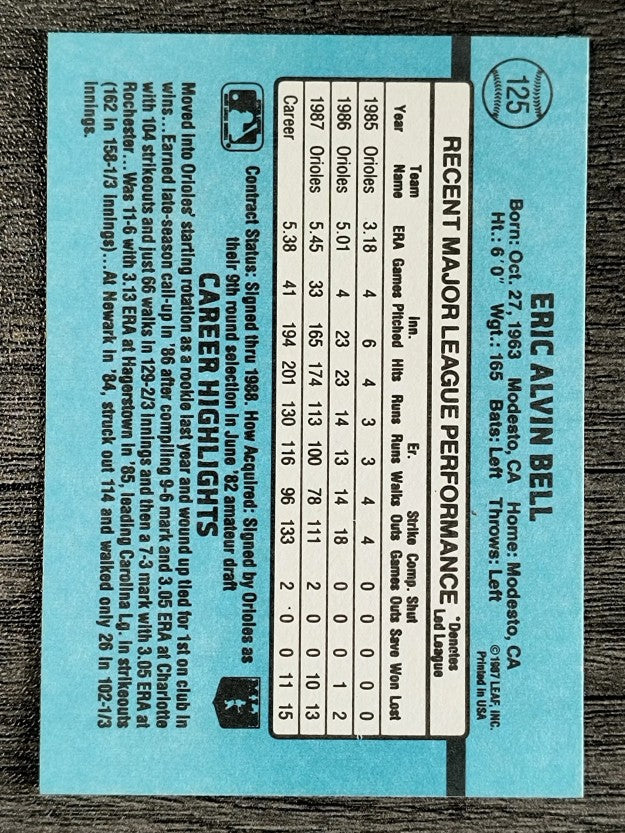 1988 Donruss #125 Eric Bell