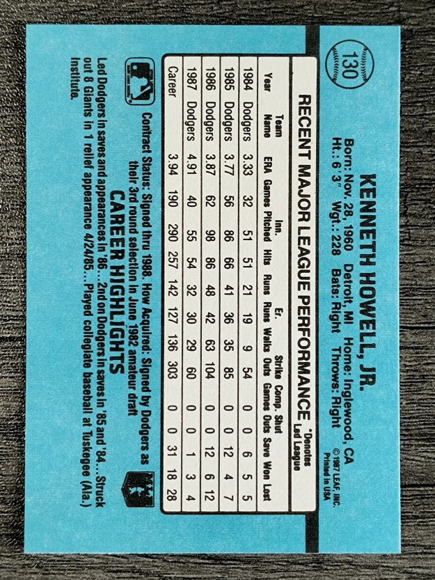 1988 Donruss #130 Ken Howell