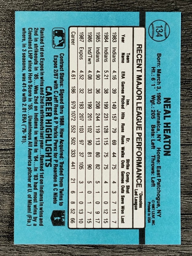 1988 Donruss #134 Neal Heaton