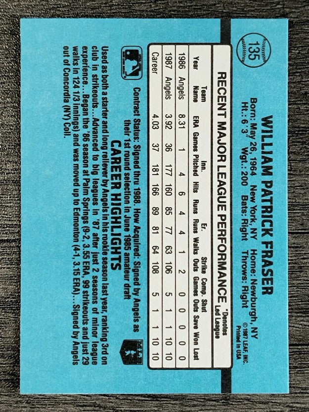 1988 Donruss #135 Willie Fraser