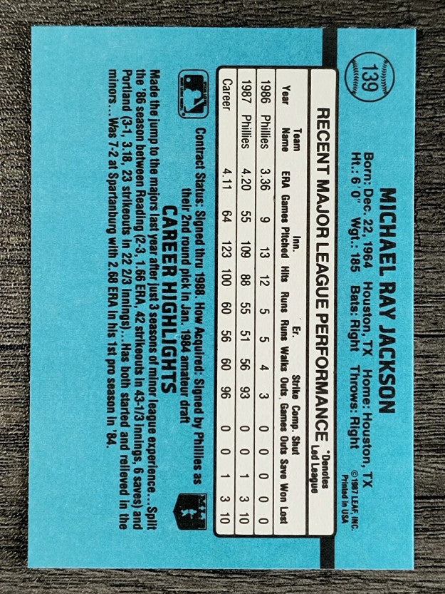 1988 Donruss #139 Mike Jackson RC