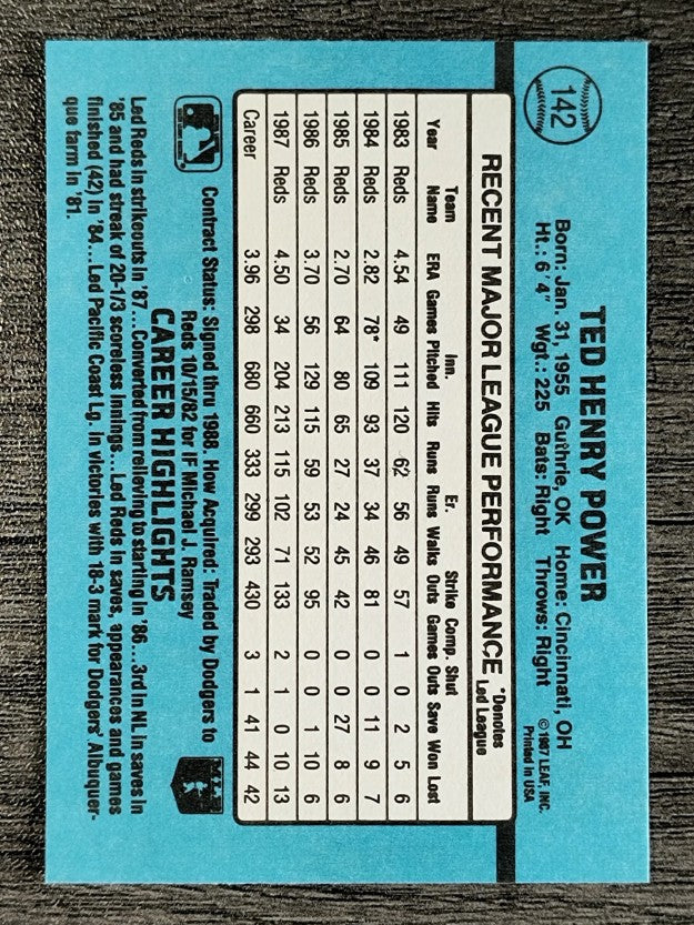 1988 Donruss #142 Ted Power