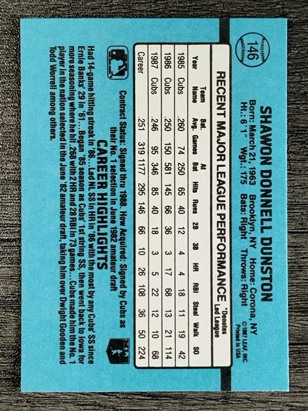 1988 Donruss #146 Shawon Dunston