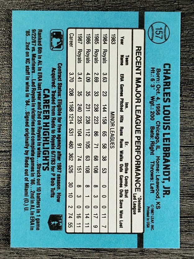 1988 Donruss #157 Charlie Leibrandt