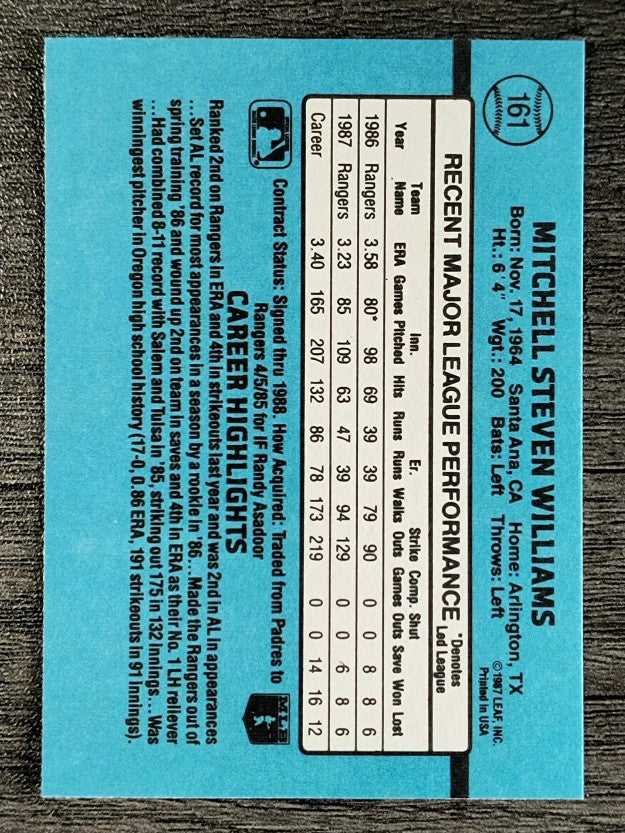 1988 Donruss #161 Mitch Williams