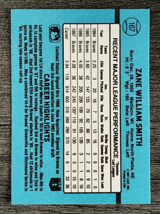 1988 Donruss #167 Zane Smith