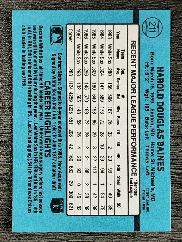 1988 Donruss #211 Harold Baines