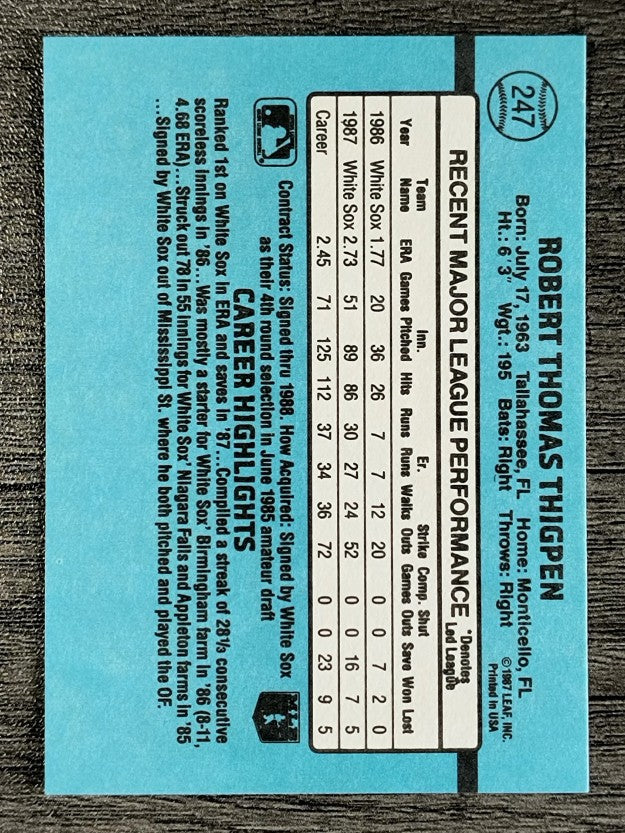 1988 Donruss #247 Bobby Thigpen