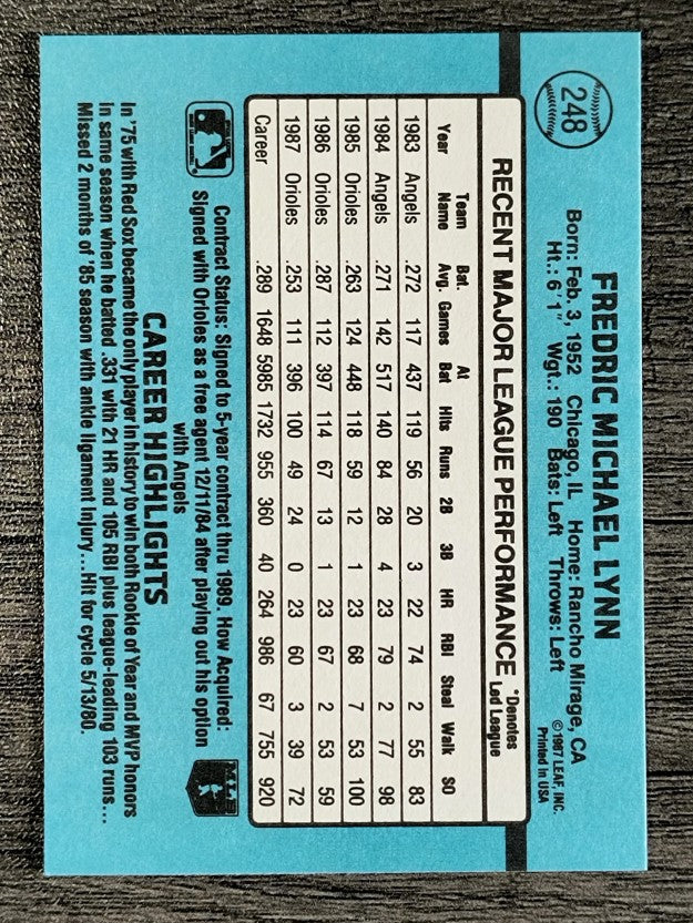 1988 Donruss #248 Fred Lynn
