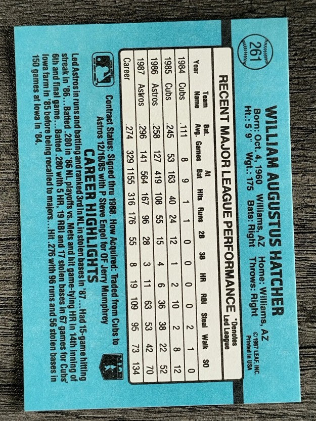 1988 Donruss #261 Billy Hatcher