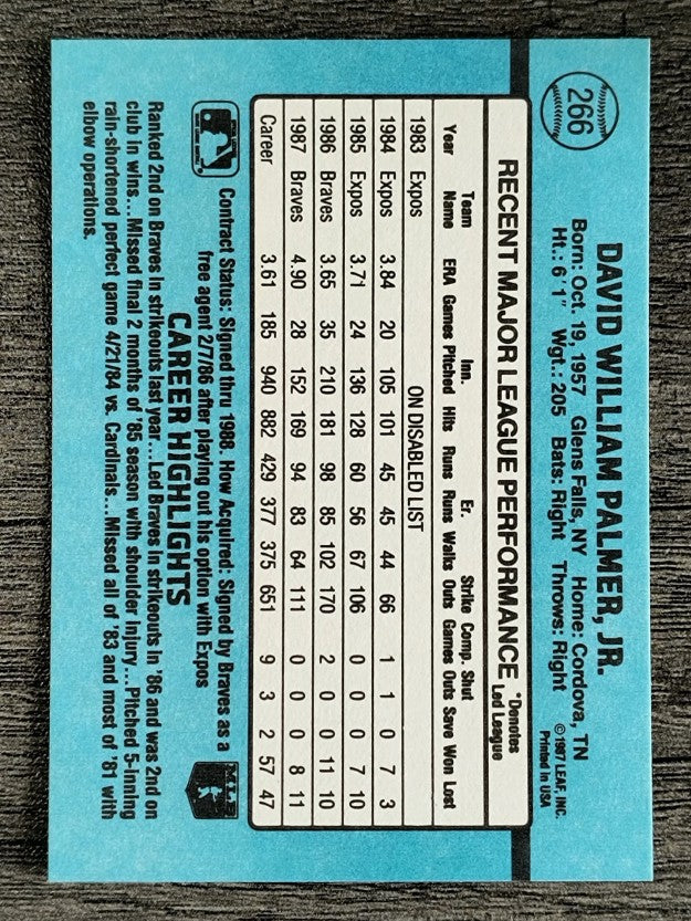 1988 Donruss #266 David Palmer