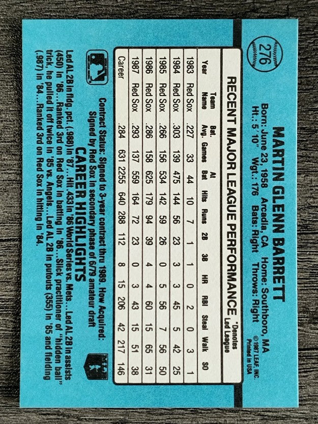 1988 Donruss #276 Marty Barrett