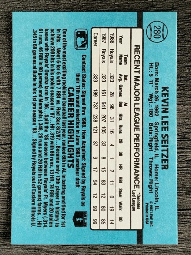 1988 Donruss #280 Kevin Seitzer