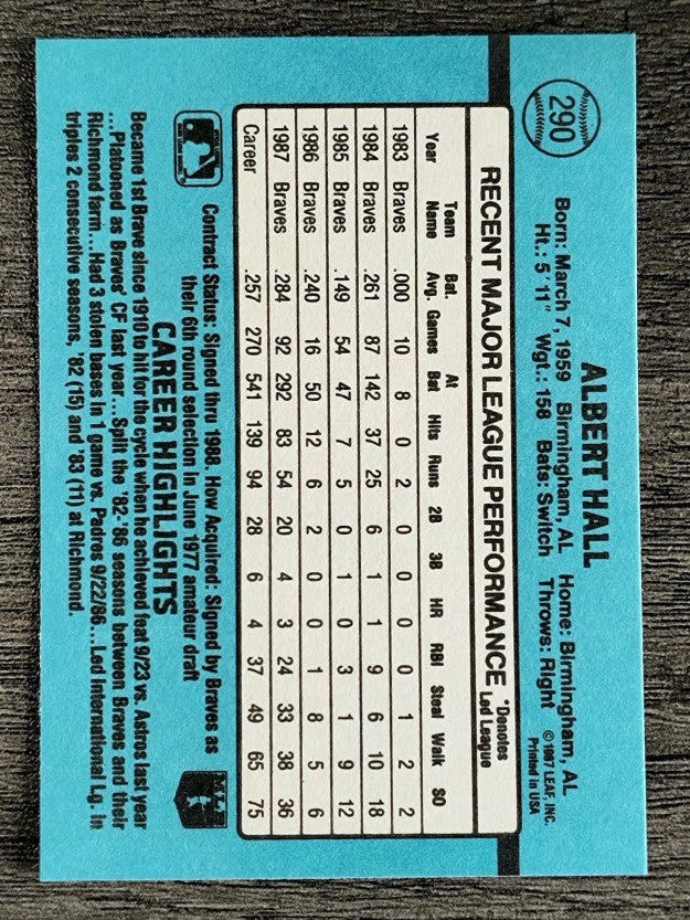 1988 Donruss #290 Albert Hall