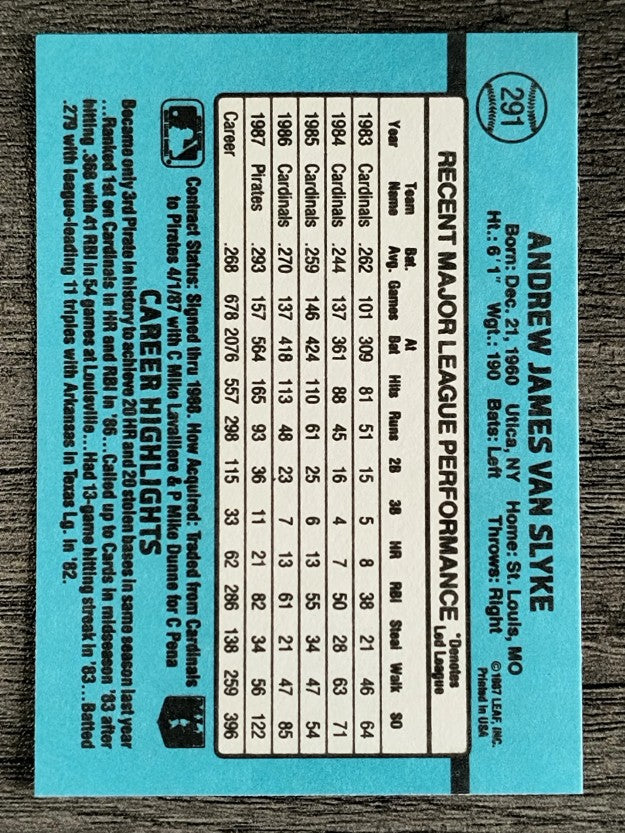 1988 Donruss #291 Andy Van Slyke