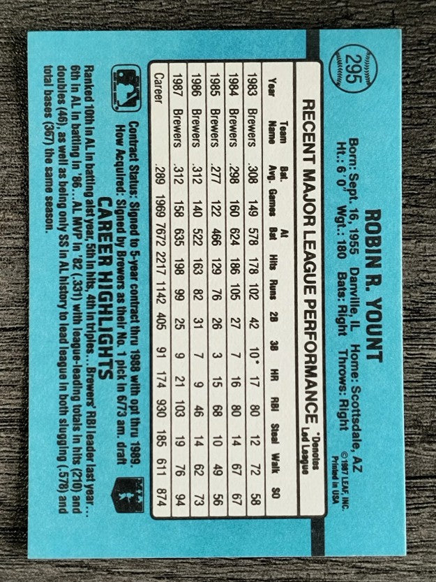 1988 Donruss #295 Robin Yount