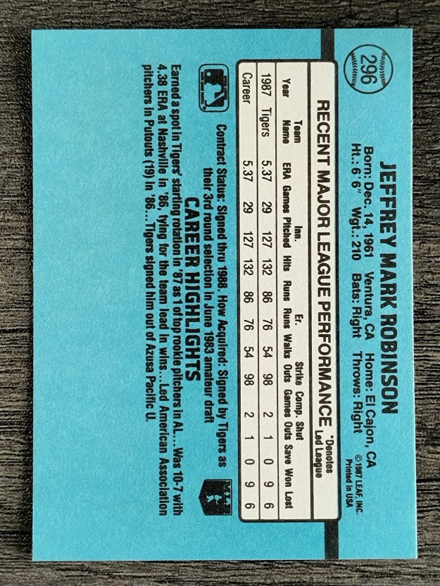 1988 Donruss #296 Jeff M. Robinson