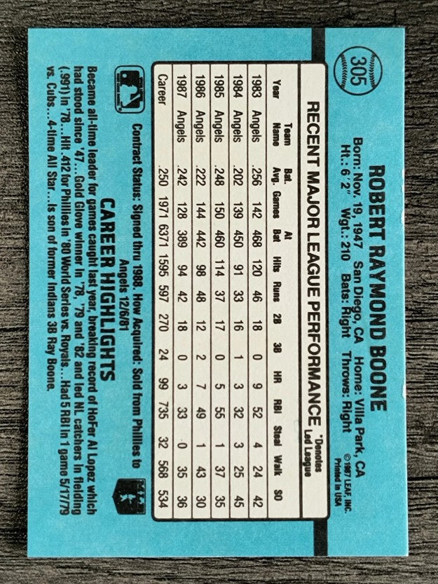 1988 Donruss #305 Bob Boone