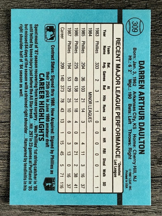 1988 Donruss #309 Darren Daulton